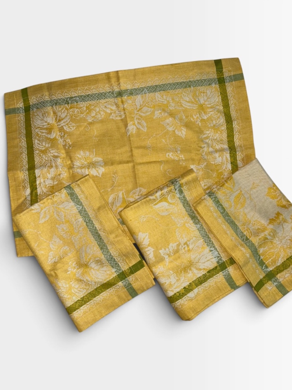Williams Sonoma yellow green floral linen cotton NEW napkins/placemats